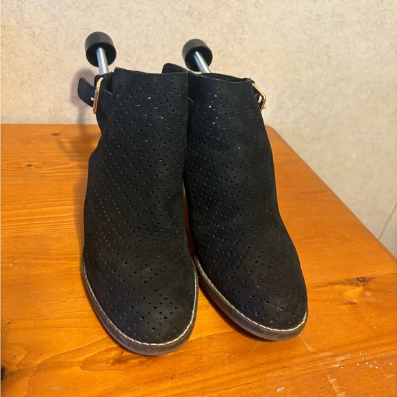 Cole Haan pippa Black Ankle Bootie Heels open back with stacked heel size 7 - Picture 2 of 9